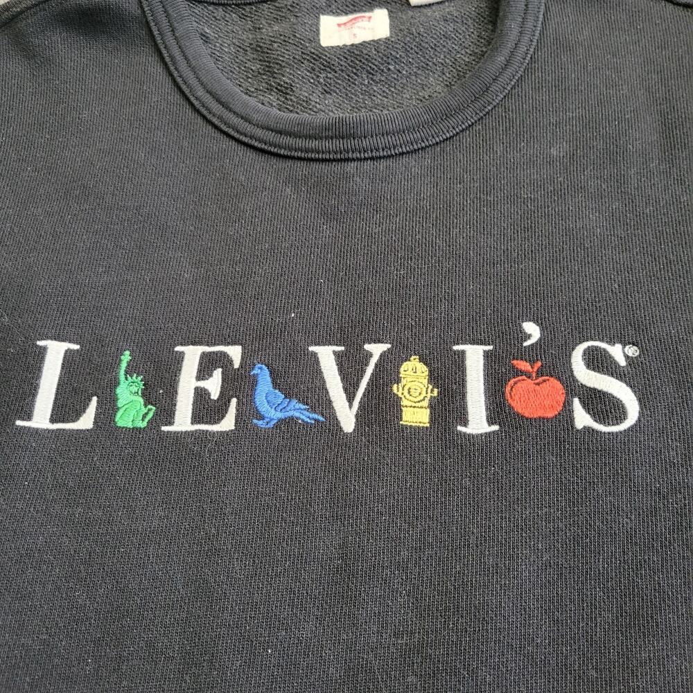 LEVIS Sweater Women Small Black Embroidered Pullover 90s Style Heavy Teacher - Picture 2 of 11